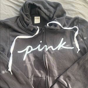PINK Victoria's Secret Black Hoodie with White Logo